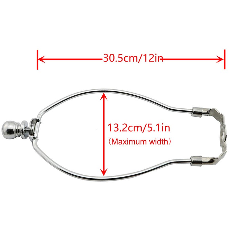 DZS Elec 1-Pack 12inch Lamp Shade Harp Holder DIY Lighting Accessories Horn Frame Lampshade Bracket for Table/Floor Light Fitting (Silver) - Image 2